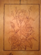 Stary polski obraz wypalany na drewnie - sygnowany