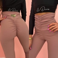 Legginsy La Diva prążek M/L brudny róż !!!