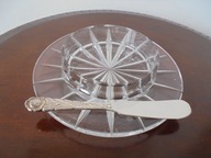 Maselniczka kryształowa + nożyk do masła