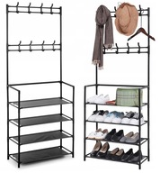 WIESZAK DO PRZEDPOKOJU NA UBRANIA KURTKI BUTY METALOWY CZARNY PÓŁKA LOFT