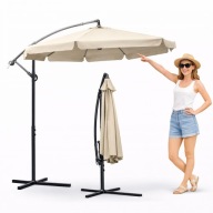 PARASOL OGRODOWY DUŻY NA WYSIĘGNIKU SKŁADANY SOLIDNY Z FALBANĄ + POKROWIEC