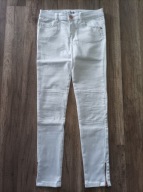 Spodnie rurki białe DENIM zamki 146