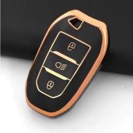 Czarno-złote etui na kluczyk PEUGEOT 308 CITROEN C1 C2 C4 C6 – 3 przyciski