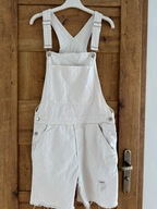 Spodenki męskie Bershka Denim S ogrodniczki białe jeansowe z kieszeniami