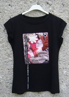 Made In Italia bawełniana bluzka z ozdobną kolorową naszywką M