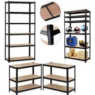 REGAŁ MAGAZYNOWY METALOWY WARSZTAOWY DO PIWNICY 220X110X50CM 1050KG CZARNY