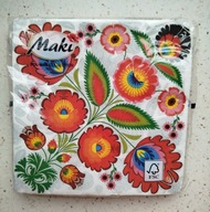 Serwetki papierowe motyw folklor ŁOWICKIE 17 szt. dla WOŚP