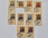 1918 Polska dziesięć znaczków kasowanych z nadrukiem NA SKARB NARODOWY