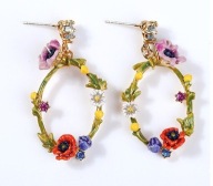 KOLCZYKI EMALIOWANE KRUK kwiaty maki stokrotki