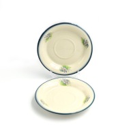 Zestaw 2 talerzyki podstawki Tułowice PRL ceramika kremowe kwiaty vintage