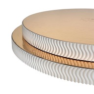 Podkład pod tort STYRODUR ZŁOTY 26 cm Biały BOK Karbowany „Biała Fala 3D”