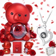 MIŚ WIECZNA RÓŻA PREZENT NASZYJNIK WALENTYNKI ZARĘCZYNY PREZENT DLA NIEJ