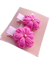 Mini spineczki do włosów szydełkowy kwiatek 2 szt.