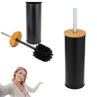 SZCZOTKA SILIKONOWA WC DO TOALETY ZE STOJAKIEM METALOWA CZARNA ŁAZIENKOWA