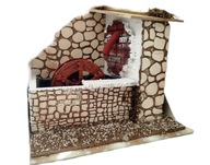 Młyn wodny ruchoma figura do szopki koło młyńskie pompa wys. 17cm