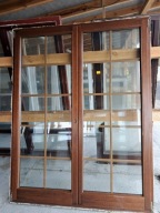 DRZWI/OKNO Balkonowe Mahoniowe Drewniane Dwuskrzydłowe 176x230cm Szprosy