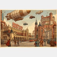 Kraków miasto jutra obraz na płótnie 58x85 stare retro old vintage rynek