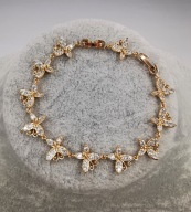 43079 BRANSOLETKA 18K POZŁACANA 20-17 CM 13 MM motylki z cyrkoniami