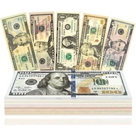 120X FAŁSZYWE PIENIĄDZE BANKNOTY DO GIER PLANSZOWYCH DOLAR REKWIZYT 1-100$