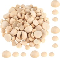 310 SZTUK PÓŁKULE DREWNIANE NATURALNE 10MM 12MM 15MM DO RĘKODZIAŁA