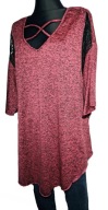 Bluzka tunika bordowa rękaw 3/4 z koronką r. 3XL