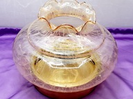 stara lampa plafon abażur szkło miodowe otwarty klosz rozeta hand made