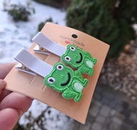 Spinki spineczki do włosów żabki handmade 2 szt.