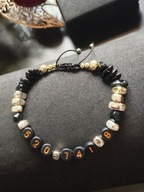 Bransoletka z Kodem Grabovoja Hematyt Obsydian Onyks