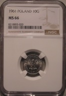 PRL - 10 groszy 1961 MS 66 NGC