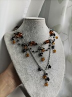 Naszyjnik - czarnobrązowy - rękodzieło, stal nierdzewna