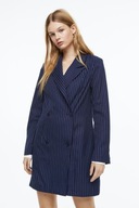 H & M sukienka marynarkowa szmizjerka paski prążki granatowa mini niebieska