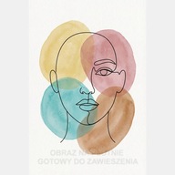 Kobieta abstrakcja jedna linia akwarela minimalizm plamy obraz płótno 58x85