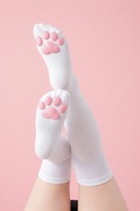 Pończochy Kocie Łapki 3D Białe Kawaii Lolita One Size