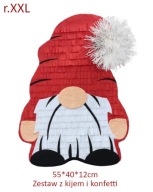 Piniata Skrzat świąteczny Krasnal Gnom Mikołaj. XXL. Zestaw z kijem.