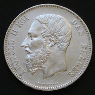 Belgia 5 franków 1873 - Leopold II - srebro