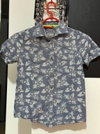5 Koszula hawajska Primark szara białe kwiaty kieszeń bawełna 152 cm 12 lat