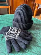 Komplet zimowy czapka i rękawiczki damski lub młodzieżowy unisex czarny