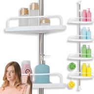 PÓŁKA POD PRYSZNIC NAROŻNA WISZĄCA TELESKOPOWA ŁAZIENKOWA NIERDZEWNA BIAŁA
