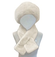 Damski komplet zimowy puszysta czapka futrzana z szalikiem