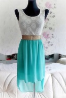 SUKIENKA MIĘTOWA ażurowa haftowana HAFTEM AŻURKOWA WYGODNA wizytowa koronka