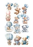 CUKROWY OPŁATEK NA TORT WYDRUK ROCZEK MIŚ BABY SHOWER RÓŻOWY balony IMIĘ a4