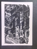 NOWA RUDA Domy nad wodą , drzeworyt M, Hiszpańskiej , 1952 (1)