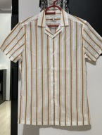 G Koszula Reiss elegancka biała paski złota nitka rozmiar S