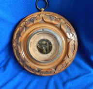 Stary BAROMETR otwarte serce fazowane szkło okrągły zdobiony