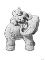 SŁOŃ Figura ogrodowa Betonowa Słonica z małymi figurki z betonu 6kg 26cm