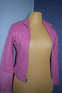 VERO MODA Piękna Kurtka skórzana damska skóra naturalna róźowa _36