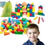 KLOCKI DREWNIANE UKŁADANKA MONTESSORI EDUKACYJNA SORTER DUŻY ZESTAW