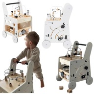 PCHACZ DREWNIANY MAMABRUM 6W1 BIAŁY Z FUNKCJĄ STOLIKA EDUKACYJNEGO ZABAWKA