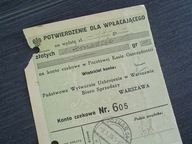 potwierdzenia wpłaty za rower Łucznik Extra 1937 PWU FB Radom