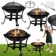 PALENISKO OGRODOWE Z POKRYWĄ 60cm Z UCHWYTAMI DUŻE STALOWE OGNISKO GRILL